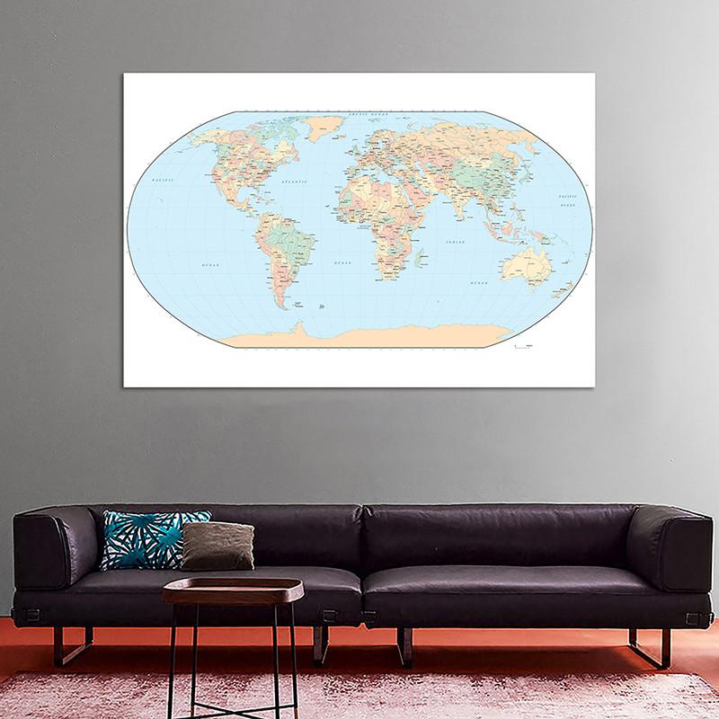 Standard Map World Map with National Flag Classic Edition Map of The World Posters and Prints for School Supplies