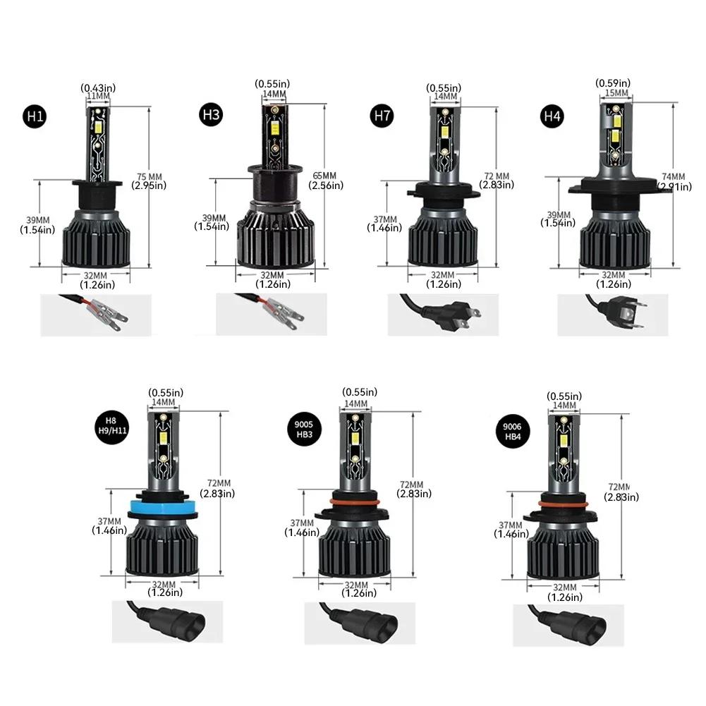 1PC Car LED Headlight H4 LED H7 16000LM H11 LED Lamp for Car Headlight Bulbs H1 H9 9005 9006 HB3 HB4 Fog 12V 6000K