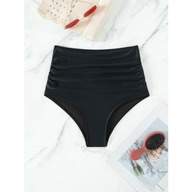Dámské Sexy Bikini Kalhotky s Vysokým Pasem, Řasením a Kontrolou Bříška