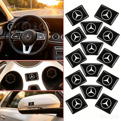 FA9Carbon Fiber Steering Wheel Car Logo Emblem 3D Stickers For Mercedes Benz W176 W246 W212 W204 C117 X156 A B C E Ml Gl Cla Gla