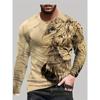 3D Wolf Print Autumn And Winter Men's Top Daily Casual Men's Long Sleeve T-shirt Outdoor Street Fashion Men's Long Sleeve Top