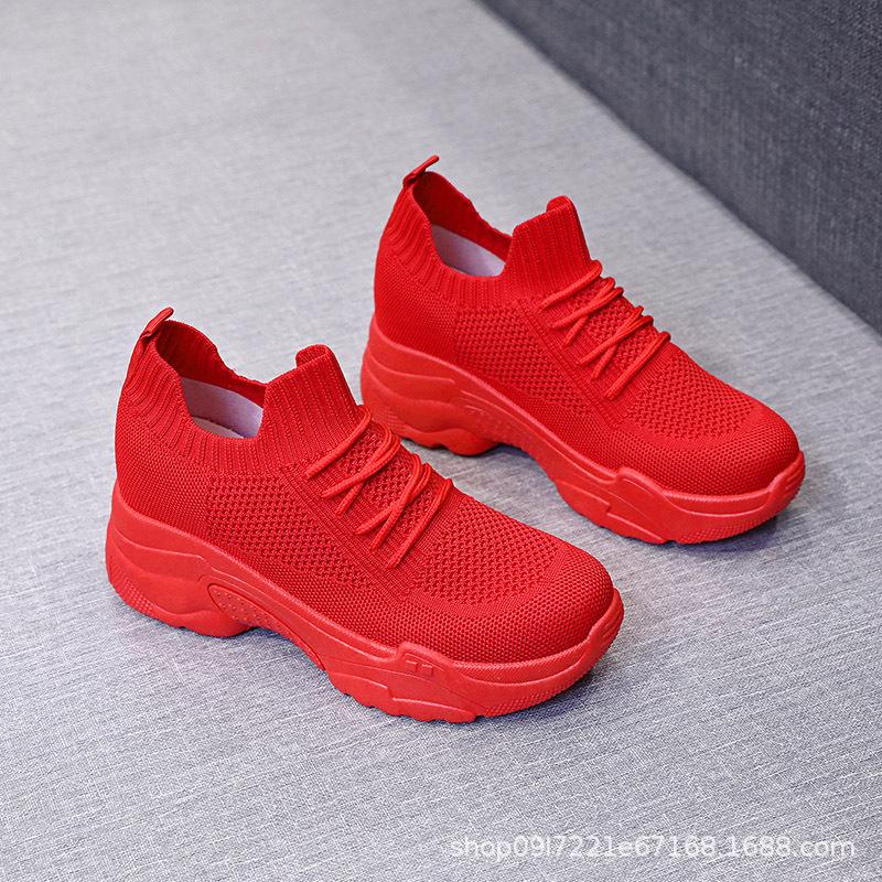 

inner height increase women s shoes new flying woven single shoes tide high-top shoes women s new spring and autumn single net red shoes women s tide 35 червоний