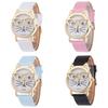 Cat Glasses Face Womens Watch Cartoon Solid Color No Word Gold Frame Daily Wear