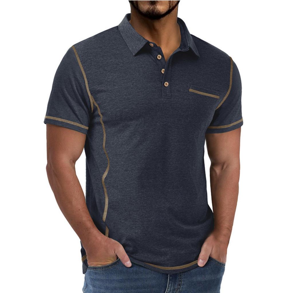 Men's Short Sleeve  Collar T-shirt Casual Lapel Top