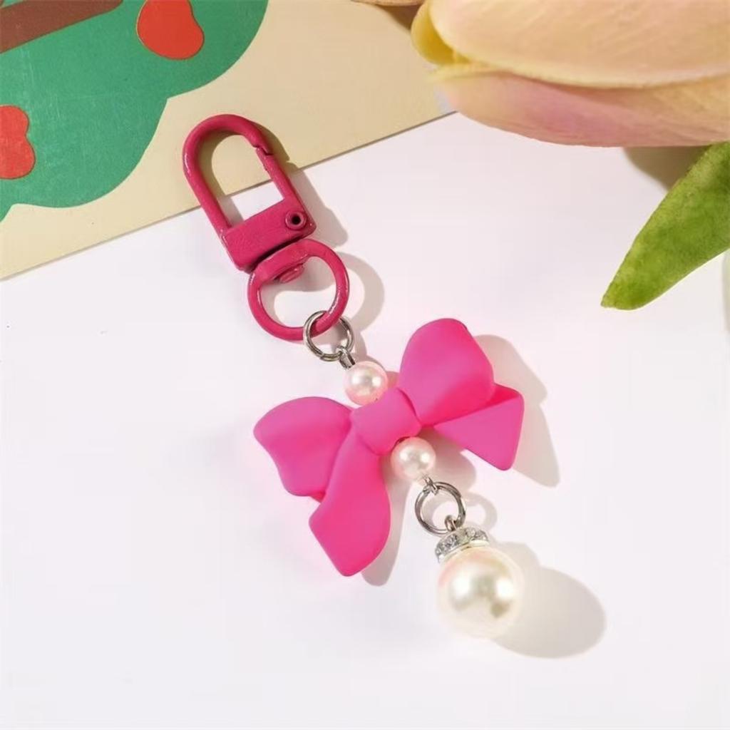 Bow-knot Textured Lacquer Resin Pendant Mobile Phone Accessory Earphone Pouch Keyring Charm Accessory Handbag Clothing Student Gift