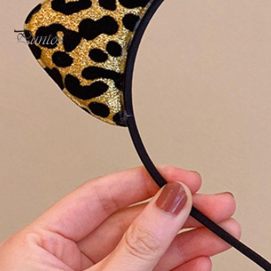 Hair Hoop Leopard Print Cat Ear Decor Halloween Headband Soft Adjustable Cosplay Headgear Theme Party Decoration