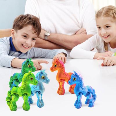 3D drukas zirga Fidget rotaļlieta Ponija figūriņa ar kustīgām locītavām Elastīgs locīstams dzīvnieka modeļa statuja Dekors Ornament
