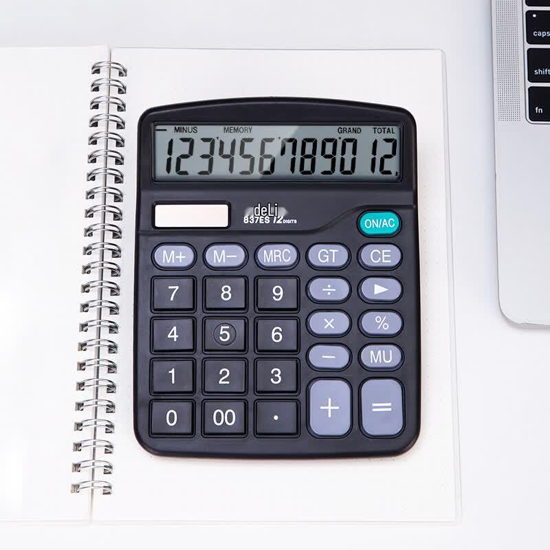 Deli 837ES 12-Digit Desktop Calculator (2-Pack)