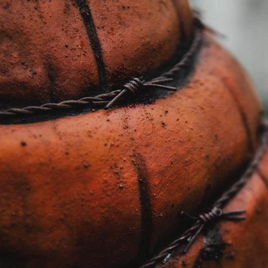 Krvavá dýně Figurka Hororová Halloweenská Dýně Socha Strašidelná Pryskyřičná Stolní Ozdoba pro Domácí Párty Dekor