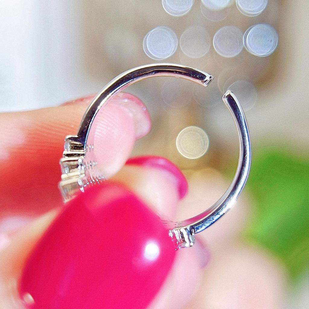 CMM Imported European Fashion Shiny Square Zircon Temperament Wedding Party Woman Opening Adjustable Ring