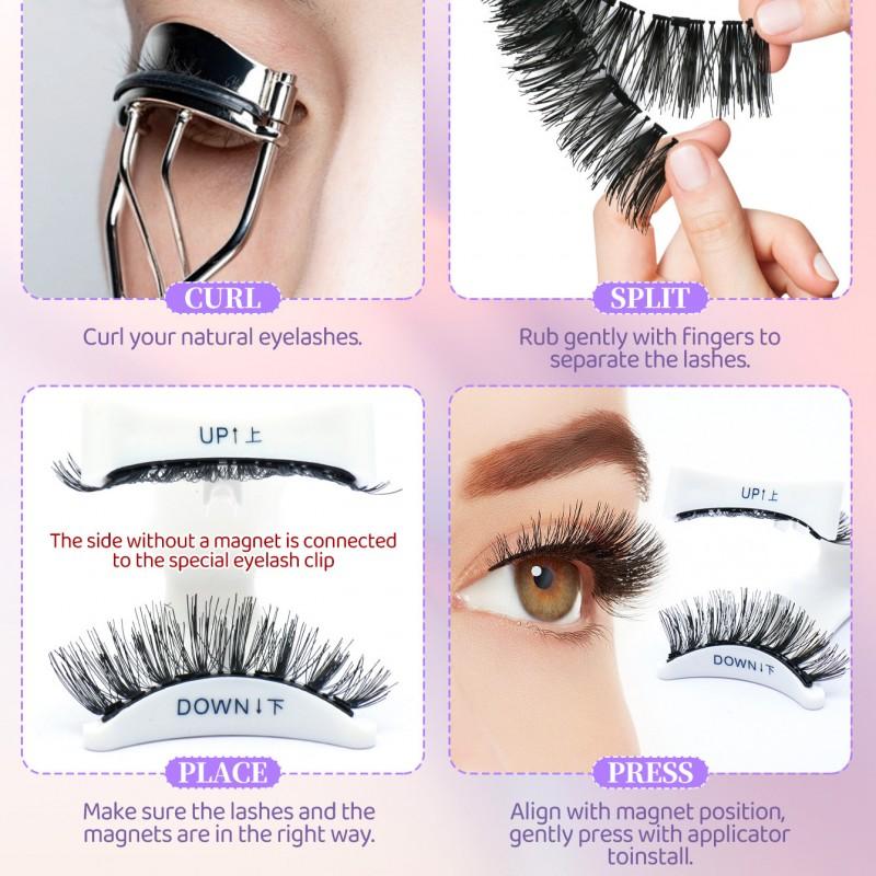 Magnetic Eyelashes No Glue 5 Pairs Set Natural Look False Daily Wear