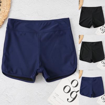 Mode Damen Einfarbig Boxer Badehose Lässige Bikini Stretch Badehose