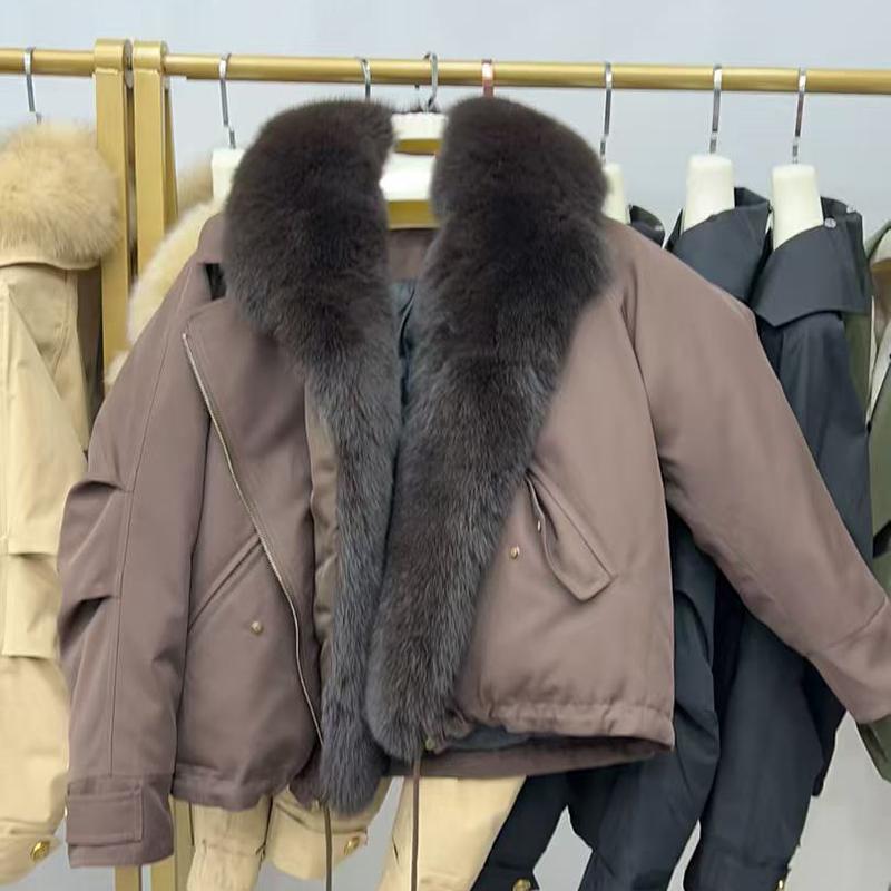 Fur Parka Jacket Fashion Short White Down Coat Winter Clothes Women Real Fur Puffer Jacket