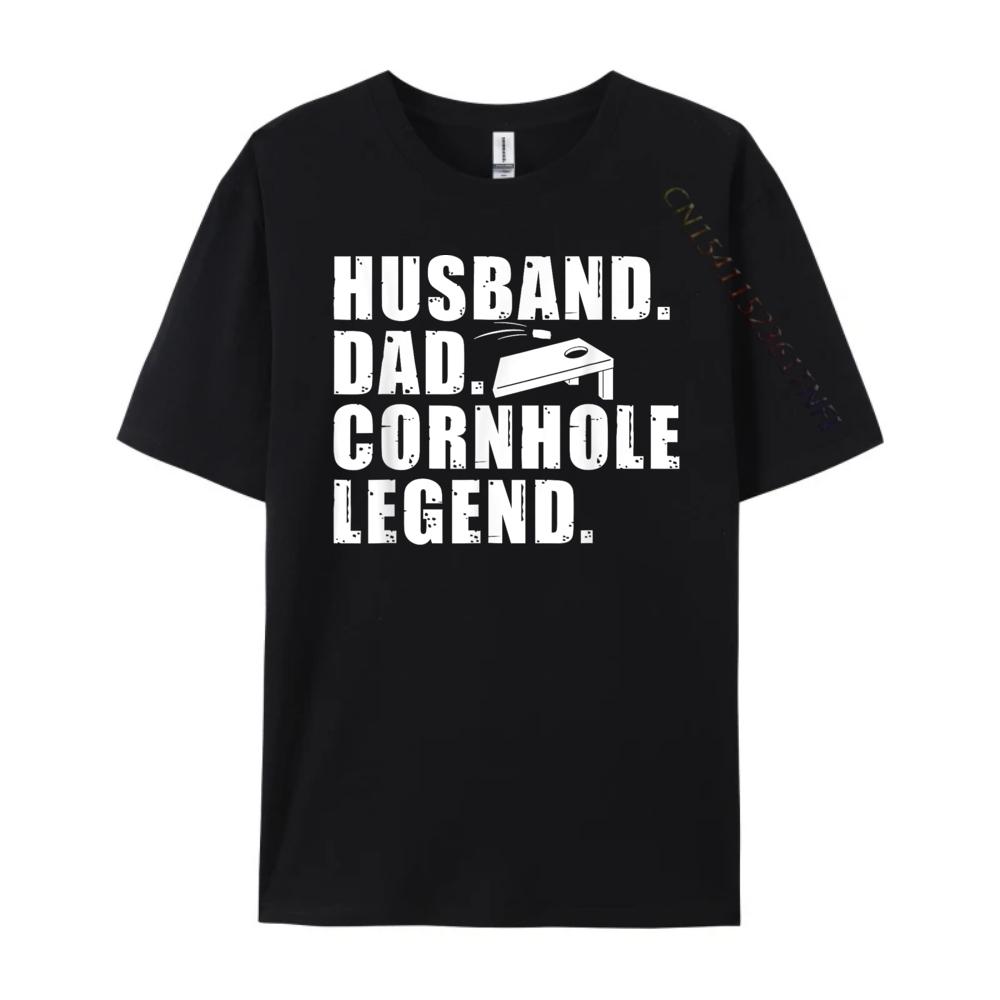 Cool Cornhole Art For Husband Dad Corn Hole Legend Sport Grey Shirt Graphic Tee Tee Shirt Men Luxury Clothing