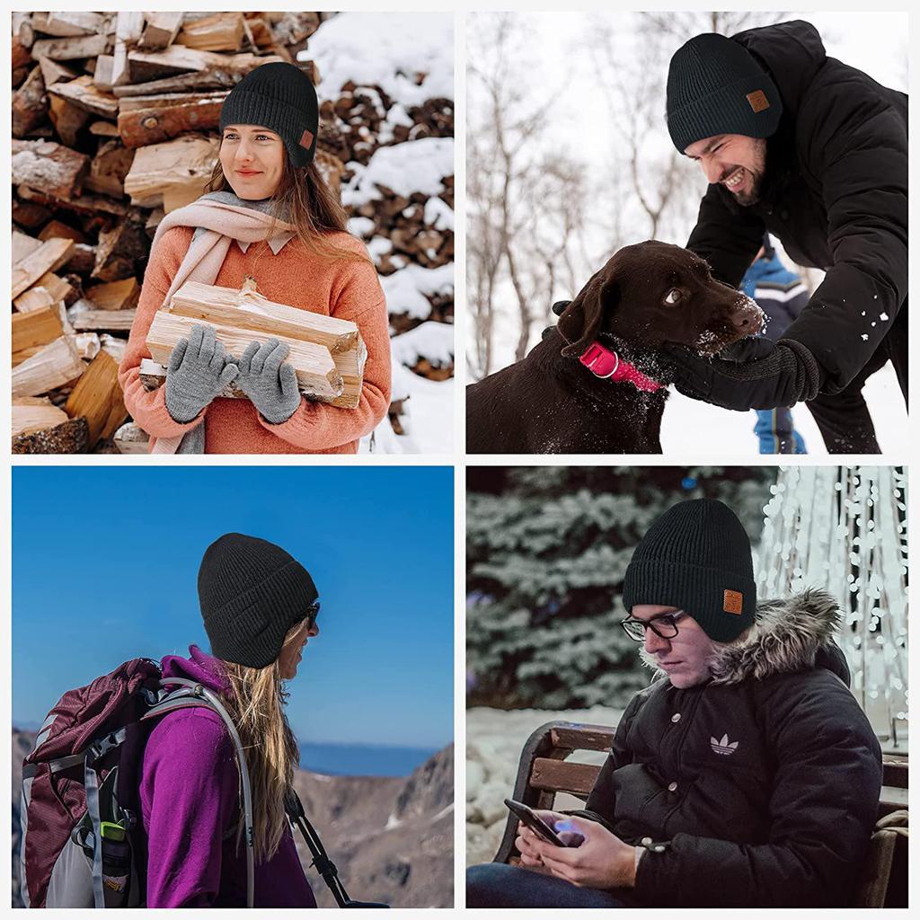 Unisex Knitted Bluetooth Music Hat with Built-in Headphones - Warm, Thick Winter Ear-covering Design