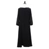 Shiz Madam Women Round Chain Collar Sleeve Pleated Long Dress N2756