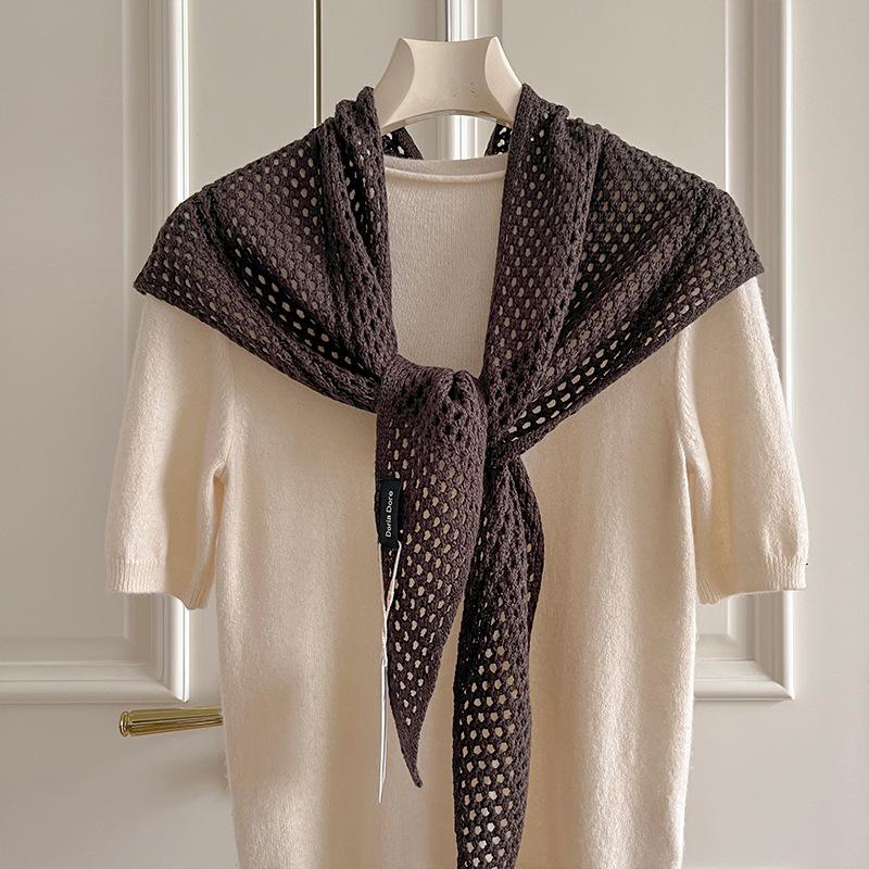 Wool Fashion Hollow Knitted Triangle Scarf Shawl With Women'S Vest Scarf High-End Skirt Waist Scarf Waist Versatile Scarves