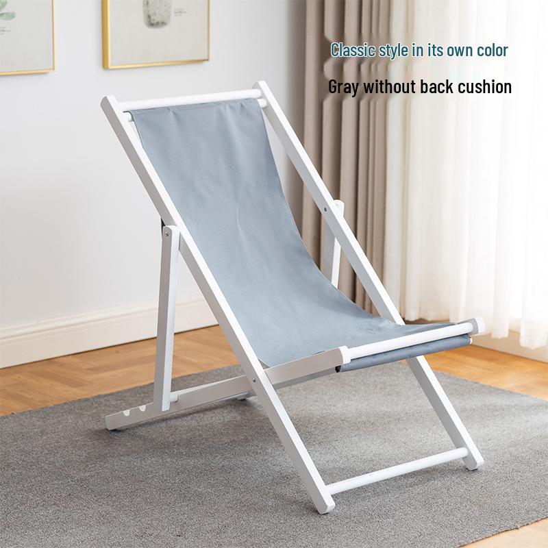 Solid Wood Outdoor Folding Recliner Beach Chair with Canvas for Adults