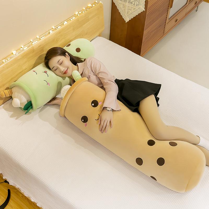 Long Cute Fruit Milk Tea Cup Plush Toy Figurine Throw Pillow Doll Rag Baby Pregnancy Pillow Valentine's Day Gift For Kids Decor