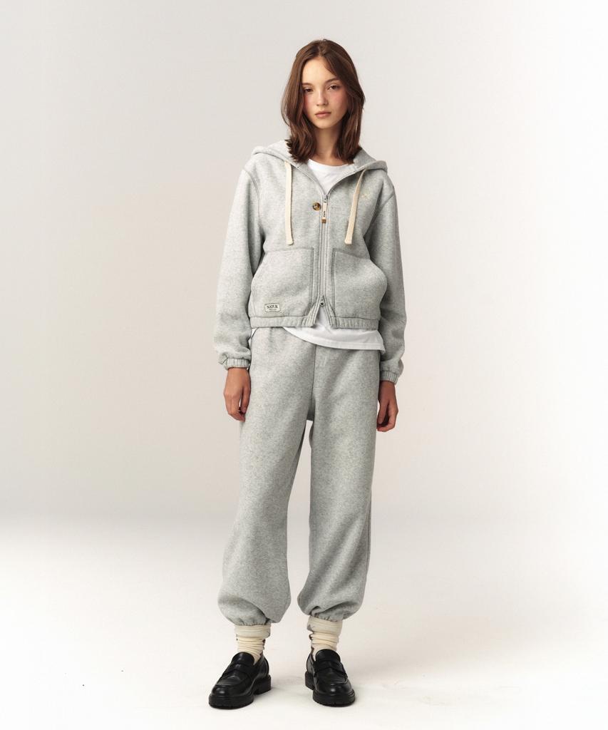 Seteo (W) Theo Brushed Fleece Jogger Pants Melange Gray