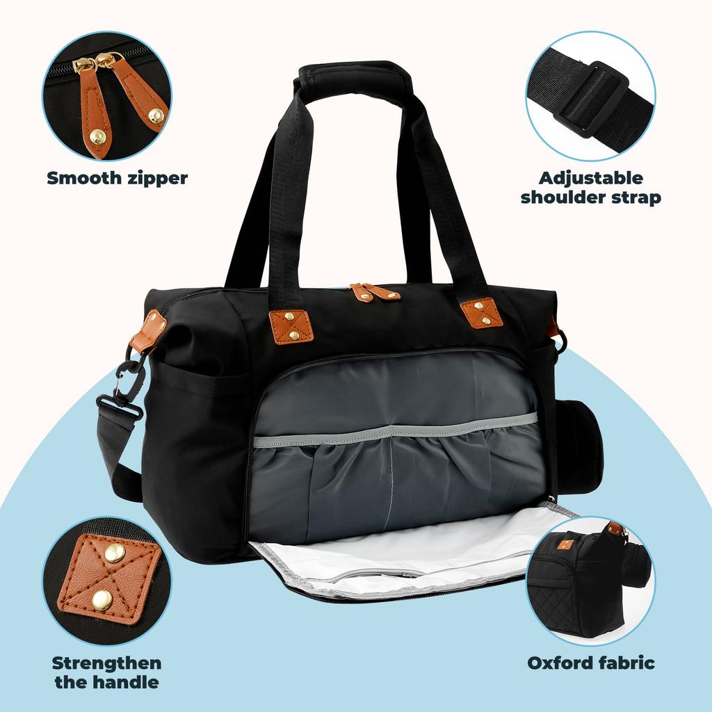 Oxford Cloth Baby Diaper Bag Large Capacity Nappy Tote Bag with Removable Shoulder Strap Waterproof Hand Maternity Totes