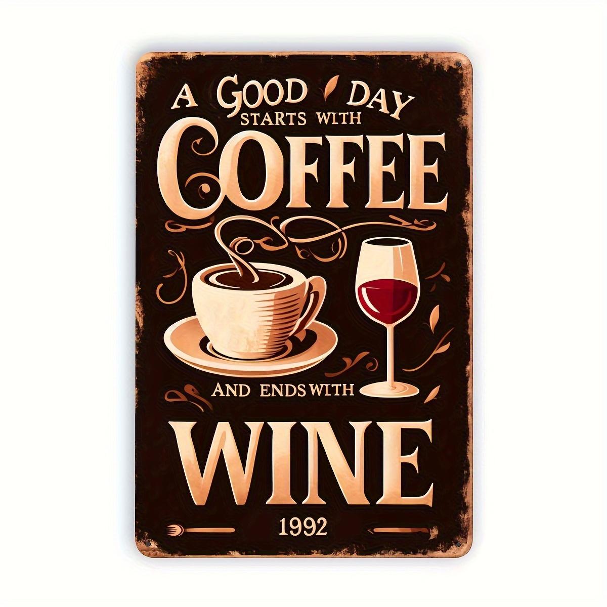 

Aluminum Metal Sign Art Set Coffee Wine Themed Waterproof Dustproof Wall Decor for Room Home Restaurant Bar Cafe Fu 20x30cm（7.8x11.8inch）