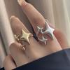 925 Sterling Silber Ringe für Damen Geometrischer Feinschmuck Fingerverstellbar Einfacher Gold Stern Form Ring für Party Geburtstagsgeschenk