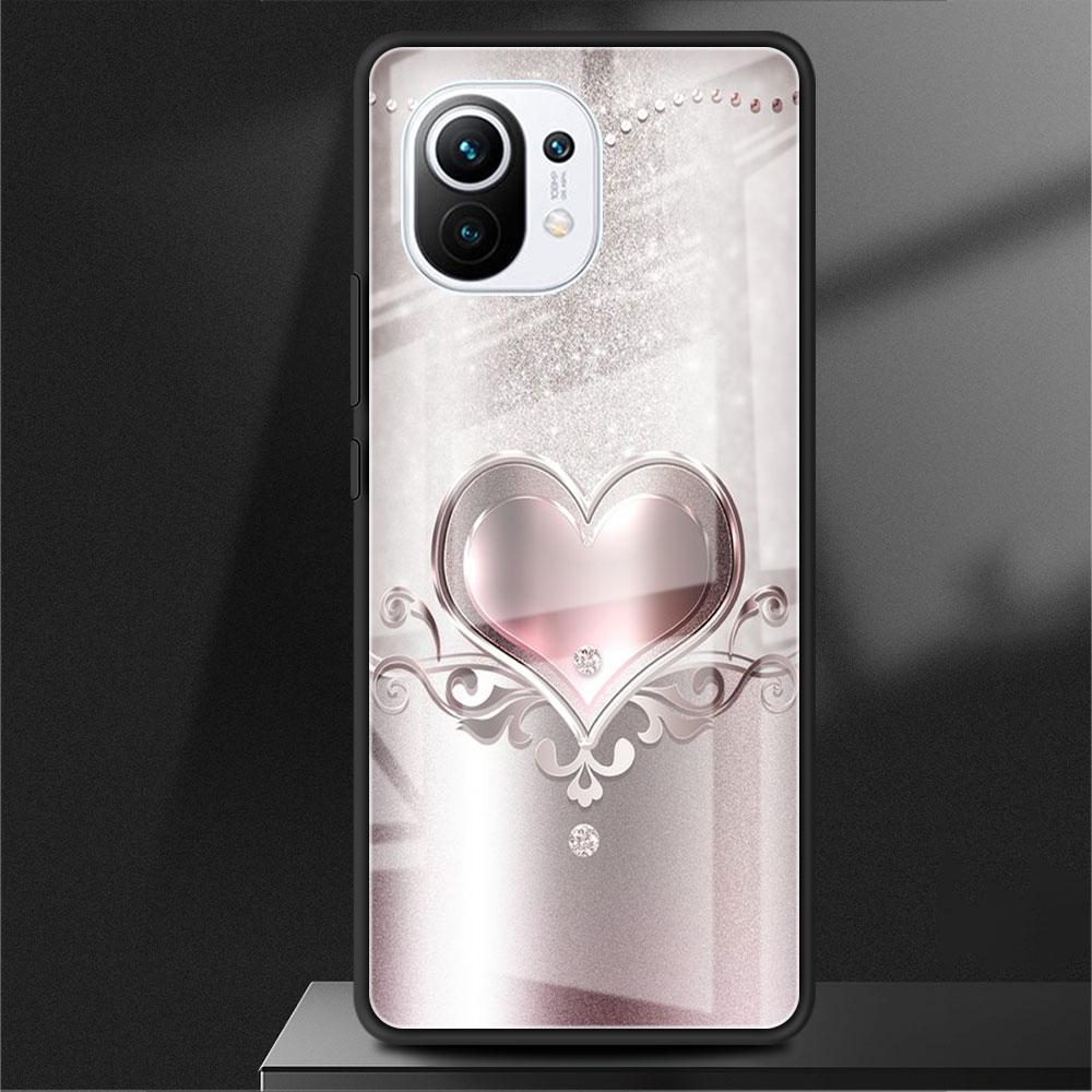 Carcasă de sticlă Love Bow pentru Xiaomi Poco X3 NFC 11 Lite 11T F3 M3 pentru Redmi Note 11 10 9 8 Pro 10S 9S 9A 9C telefon husă