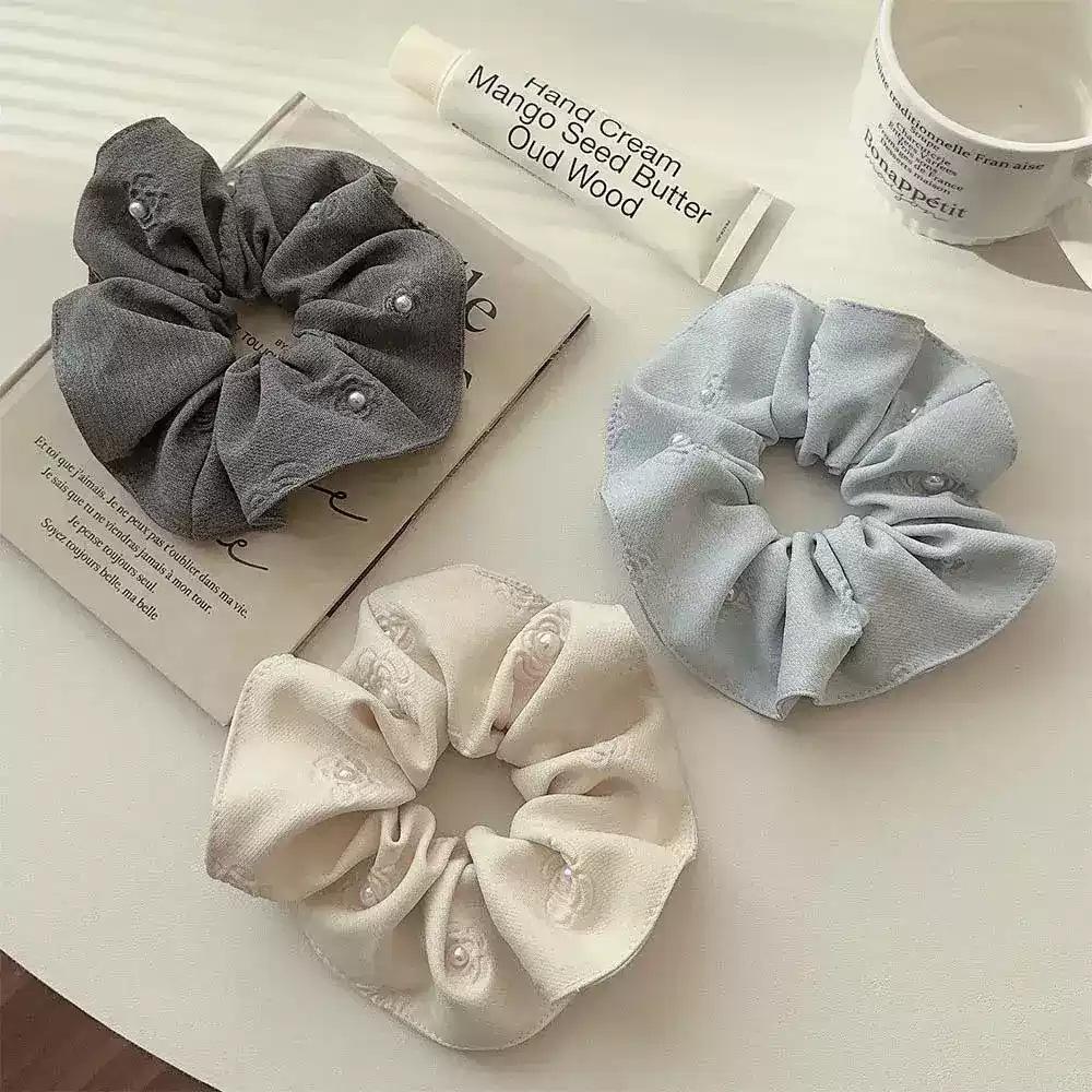 Fabric pearl pleated large intestine hair band women's high sense fashion temperament hair accessories versatile headgear