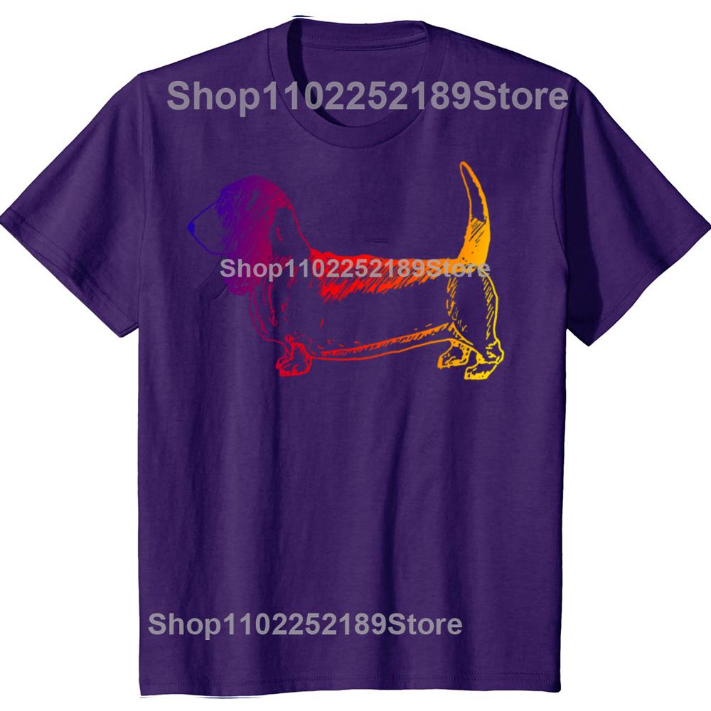 

Забавные футболки с красочной графикой собаки Бассет-хаунд Мужская женская мода Повседневная футболка 100% хлопок Свободная футболка оверсайз 4XL