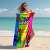 Personalized Customized Proof Beach Towel with Rainbow Friends Pattern - Soft, Absorbent,quick-drying,perfect Swimming,camping&bathing