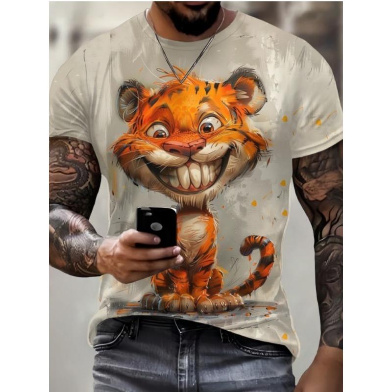 

Мужская футболка с 3D-рисунком животного Мужская футболка с коротким рукавом в уличном стиле Мужская футболка с круглым вырезом Повседневная мужская футболка оверсайз L