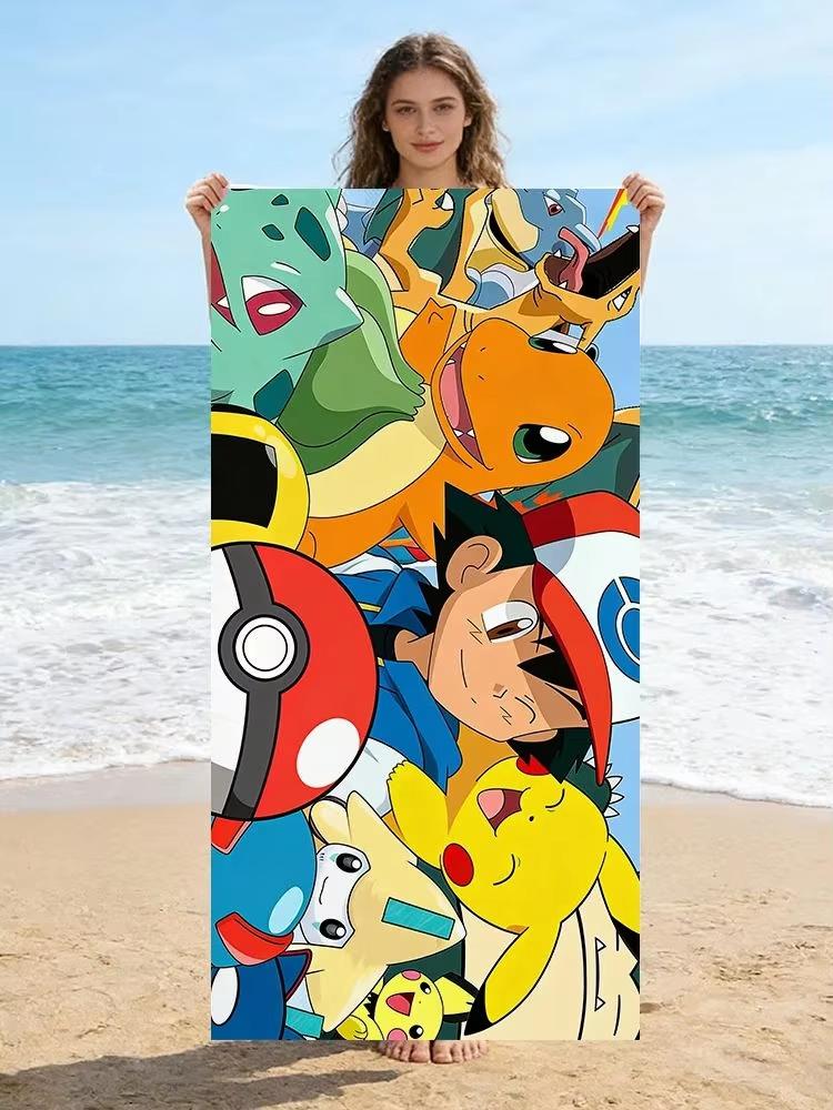 1pc Pokemon Beach Towel, Quick-Drying, Super Absorbent, Multi-scene Use for Yoga, Pool, Gym, Home, Travel, Nice Gift