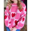 American Shiying Fall and Winter New Arrival Heart Plaid round Neck Sweater Women's 2025 Colorblock All-Matching Knitting Pullover