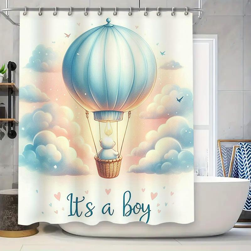 

It S A Boy Hot Air Balloon Shower Curtain For Bathroom Decoration W60H190(CM)-1 Pcs