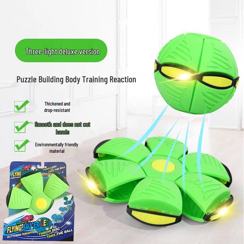 Magic Flying Saucer Ball: Deformable Outdoor Stomp Toy with Lights for Kids