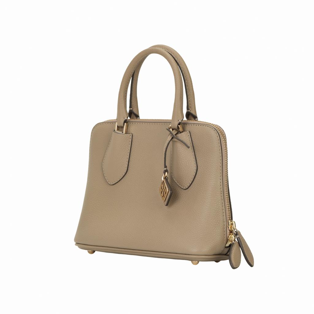 Tory Burch Swing Double Zipper Closure Leather Mini Shoulder Crossbody Bag Women Bags Gray Brown Oak 159504-250