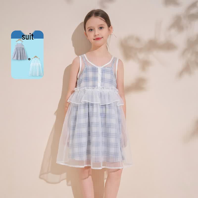 Montagut Girls  Seasalts Plaid Layered Vest Dress 150
