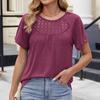 Women's Loose Casual Round Neck Solid Color Pleated Short Sleeved Top Short Sleeved Top