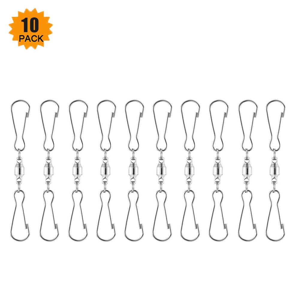 New Swivels Dual Clip Stainless Steel Rotating Hooks Flower Pot Hanging Hook For 360 Degree Rotating Wind Spinners Bird Feeder