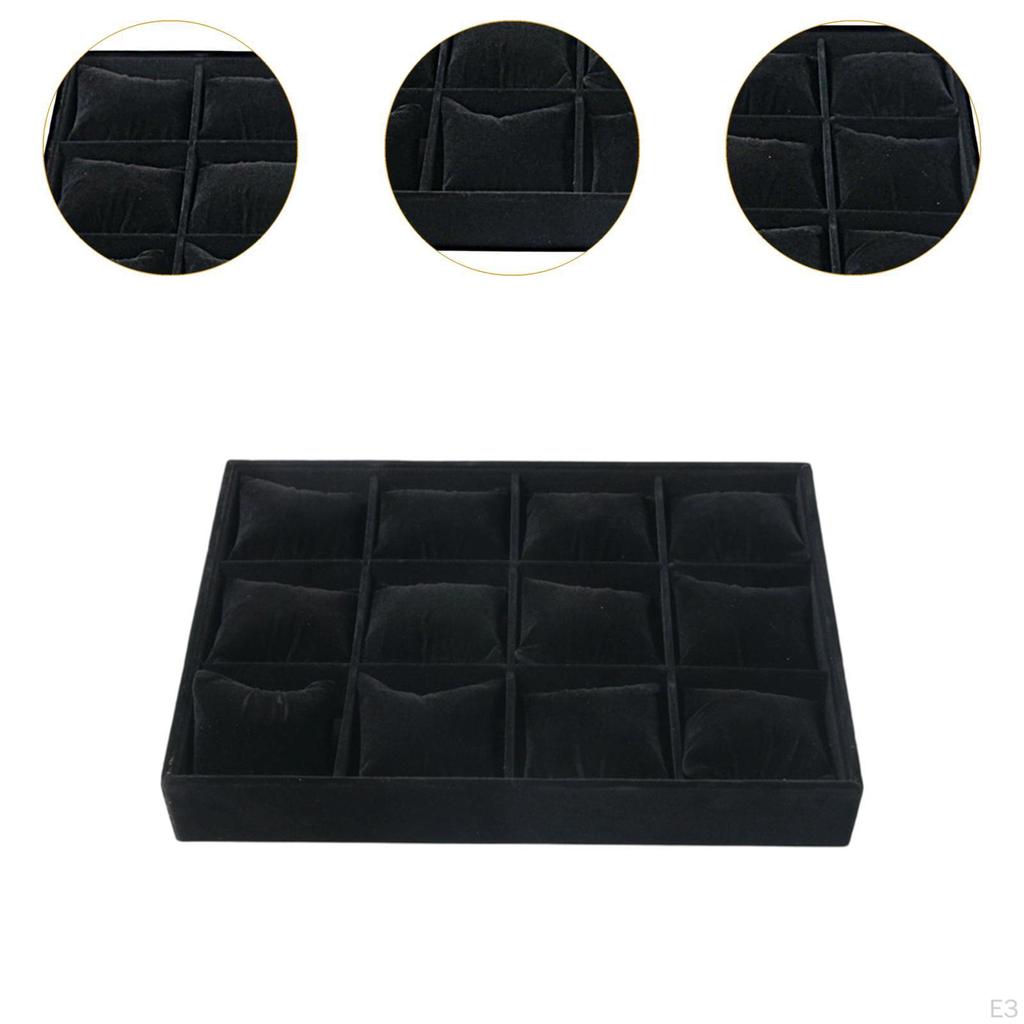 Schmucktablett aus Samt zur Ausstellung mit 12 Fächern und Kissen