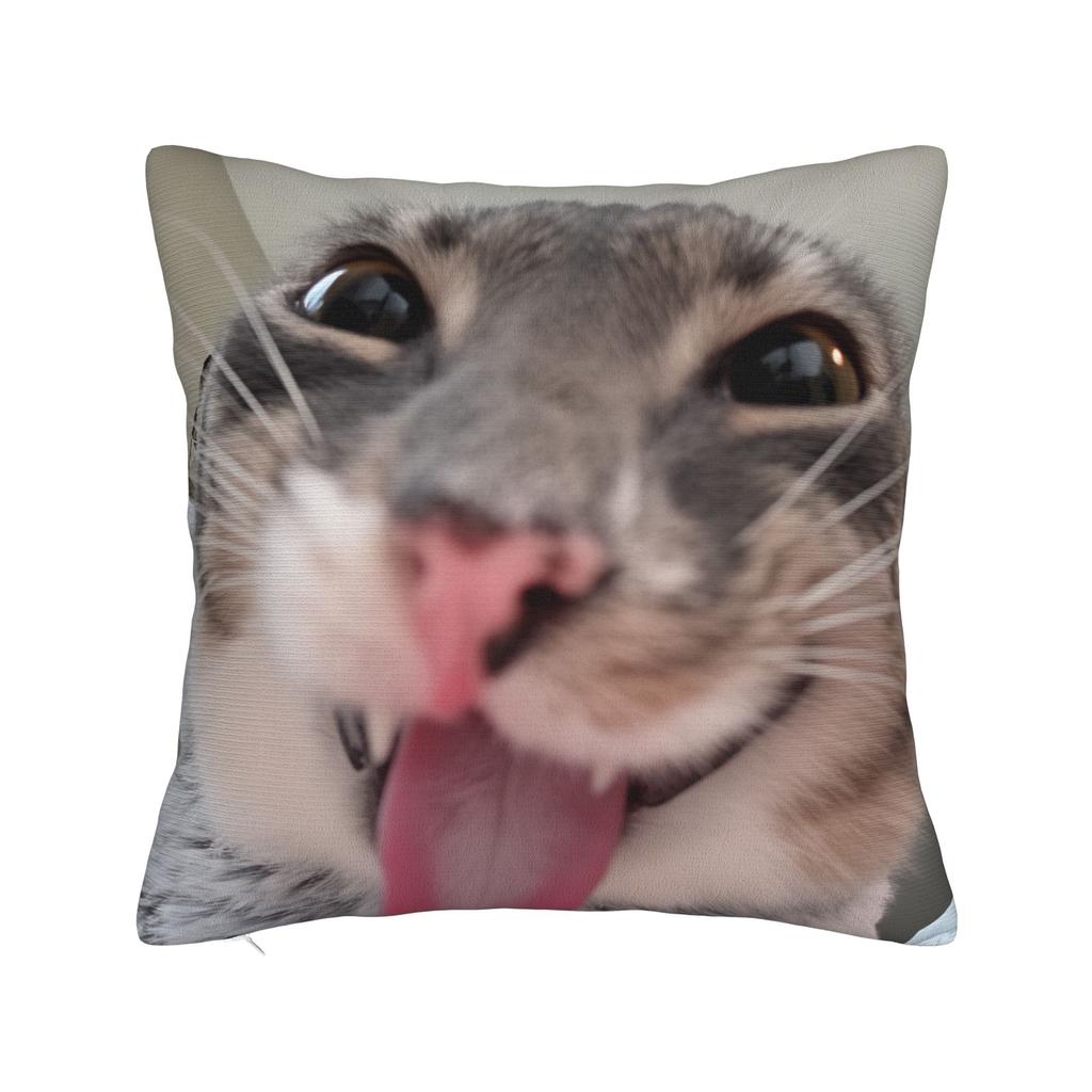 Katzen-Memes Lustiger Meme-Druck Kissenbezug Weicher Kissenbezug für Sofa Auto Heimdekoration Modischer Kissenbezug