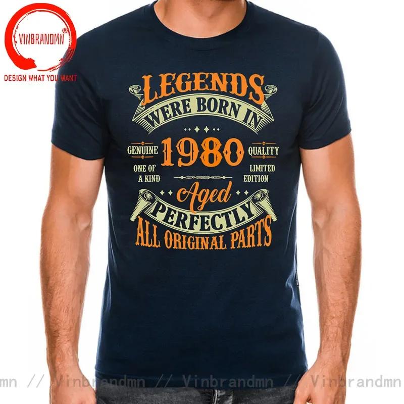 Vintage Legends Are Born In 1980 45 Years Old T Shirt Unisex Made In 1980 Tshirt Birthday Retro Anniversary Tees Streetwear Tshirt