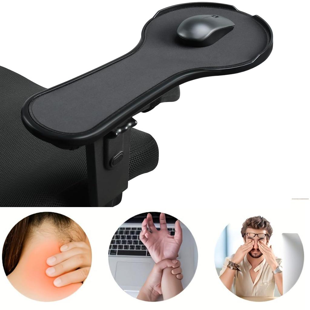 Apoio de Braço de Mesa para Mouse para Cadeira de Computador Bandeja Plataforma de Extensão para Mouse Apoio de Braço Ergonômico Ajustável Mouse Pad com Defletor de Mouse Fixa-se à Cadeira Preto