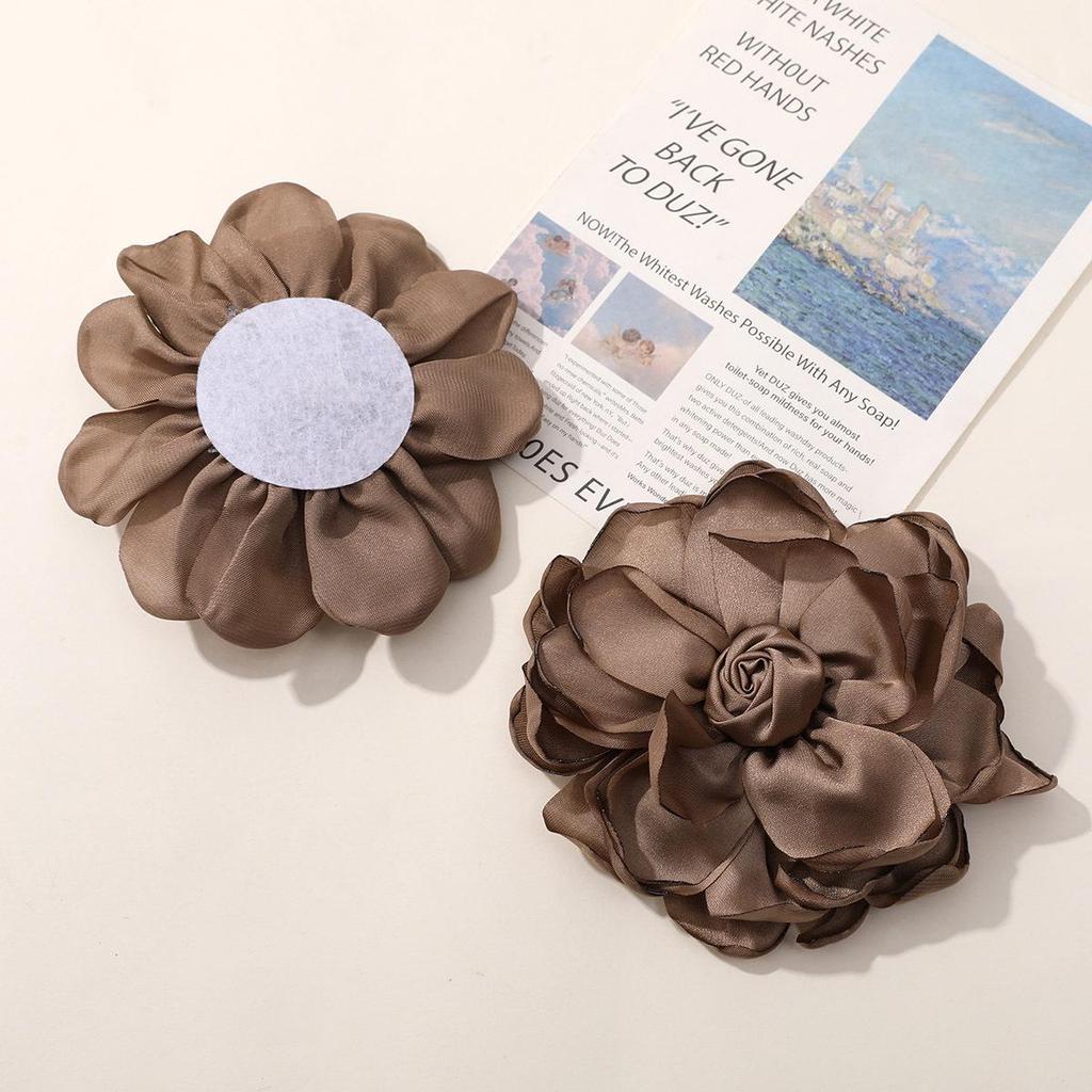 Korean Retro Satin Rose DIY Hair Accessories & Women's Necklace Brooch