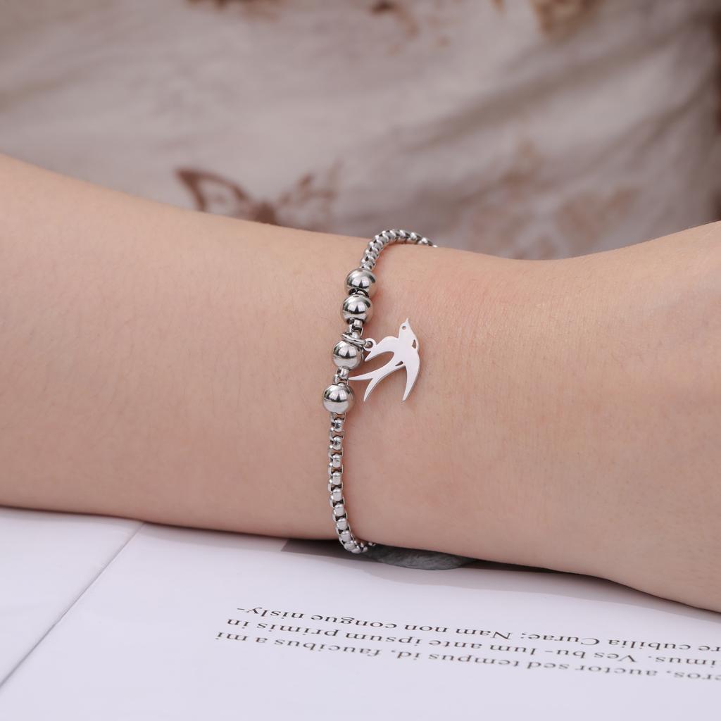 Cazador Swallow Bird Charm Bracelets for Women Stainless Steel Beads Box Chain Hand Bracelet Jewelry Gift 2026 Wholesale