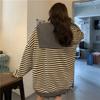 Spring and Autumn Women's Sweatshirt Two-piece Striped Shawl Sweater Retro Minority Loose Large Top Coat