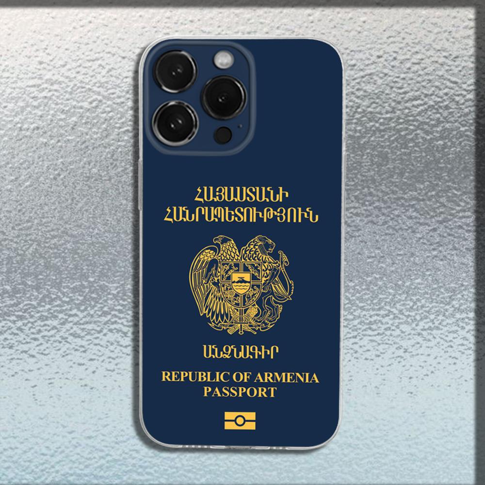 

Armenia Flag Passport ART Phone Case For iPhone 16,15,14,13,12,11 Plus,Pro,Max,XR,XS,X,Plus,SE,Mini Transparent Soft Cover iPhone13PRO