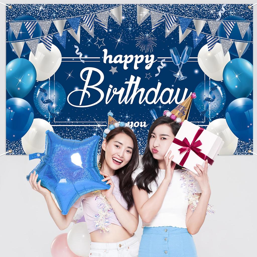 Paready Zi de Naștere Zid de Ziua de Naștere Zid Foto Mare Foto Petrecere de Ziua de Naștere Acasă Tapiserie Albastră, Decorațiune, Agățat, Poster, Fundal, Decorațiune,