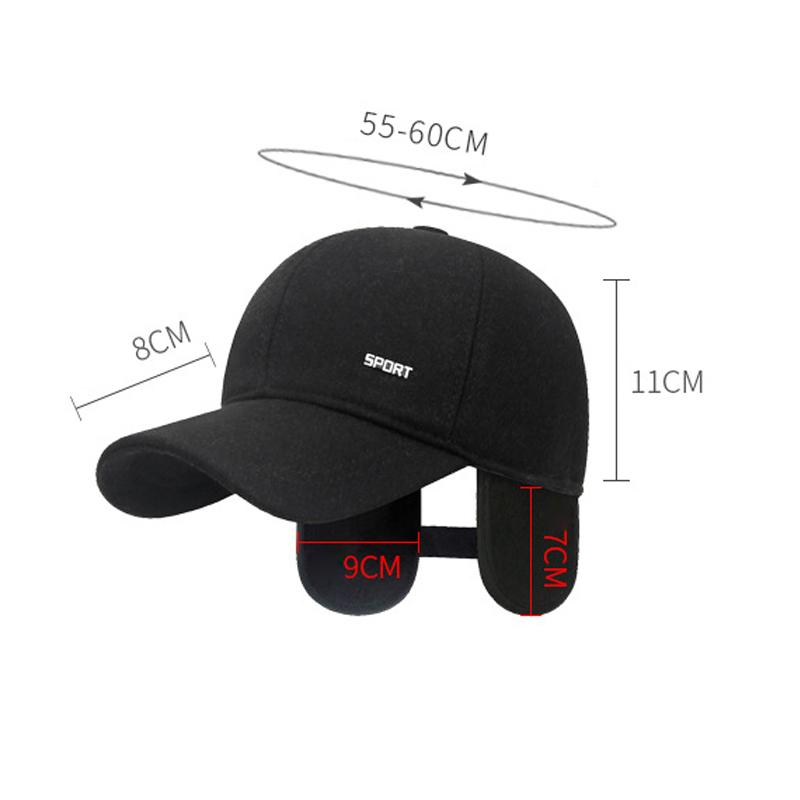 Herren Herbst Winter Hut Mittelalterliche und Ältere Dickes Fleece Papa Baumwollmütze Ohrenschutz Wolle Kältefest Warm Baseballkappe